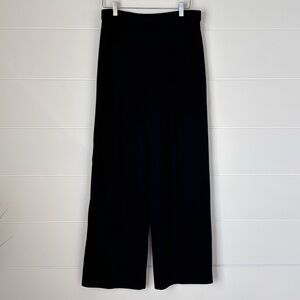St John Collection Santana Knit Elastic Band Waist Black Wide Leg Pants Size 10